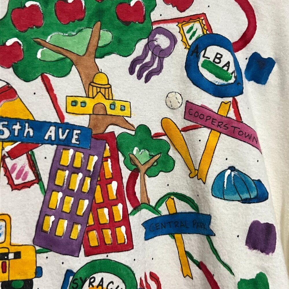 Vintage 90's Alore Graphic Tee Shirt Large New York City Themed Print - Picture 6 of 11